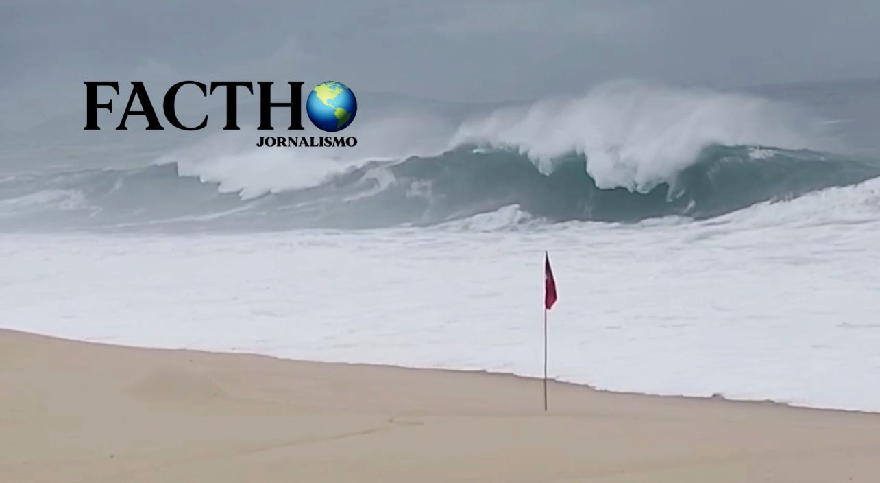 Ressaca atinge Itaipuaçu com ondas gigantes neste domingo