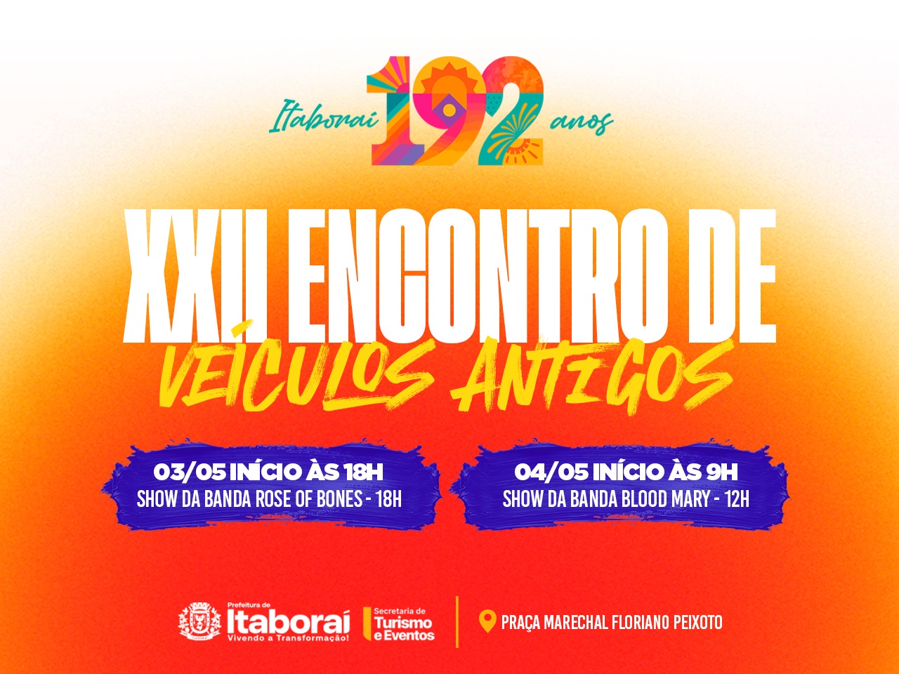 Itaboraí 192 anos: cidade celebra aniversário com Encontro de Veículos Antigos neste fim de semana (03 e 04/05)
