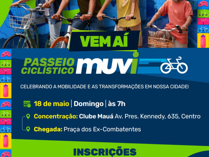 Inscrições para o 1º Passeio Ciclístico do MUVI, em São Gonçalo, estarão abertas a partir da segunda, dia 5