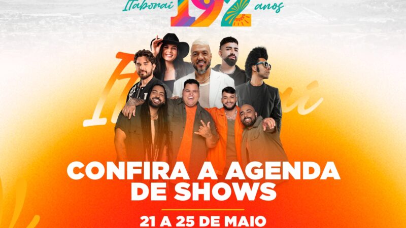 Itaboraí 192 Anos: festa contará com shows de talentos da região e grandes nomes da música brasileira a partir desta quarta-feira (21/05)  