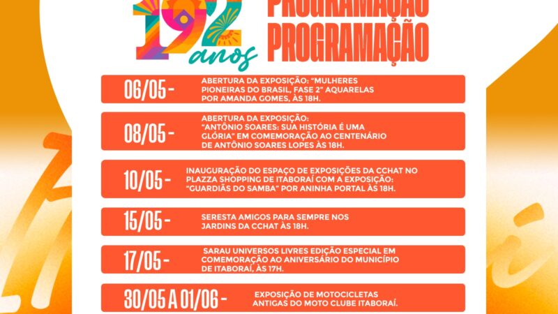 Itaboraí 192 anos: município oferece programação cultural especial durante o mês de maio
