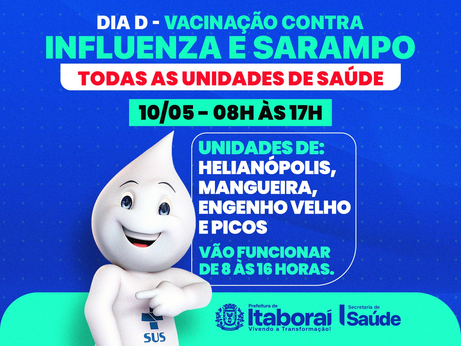 Itaboraí realiza Dia D de Vacinação contra Influenza e Sarampo neste sábado (10/05)