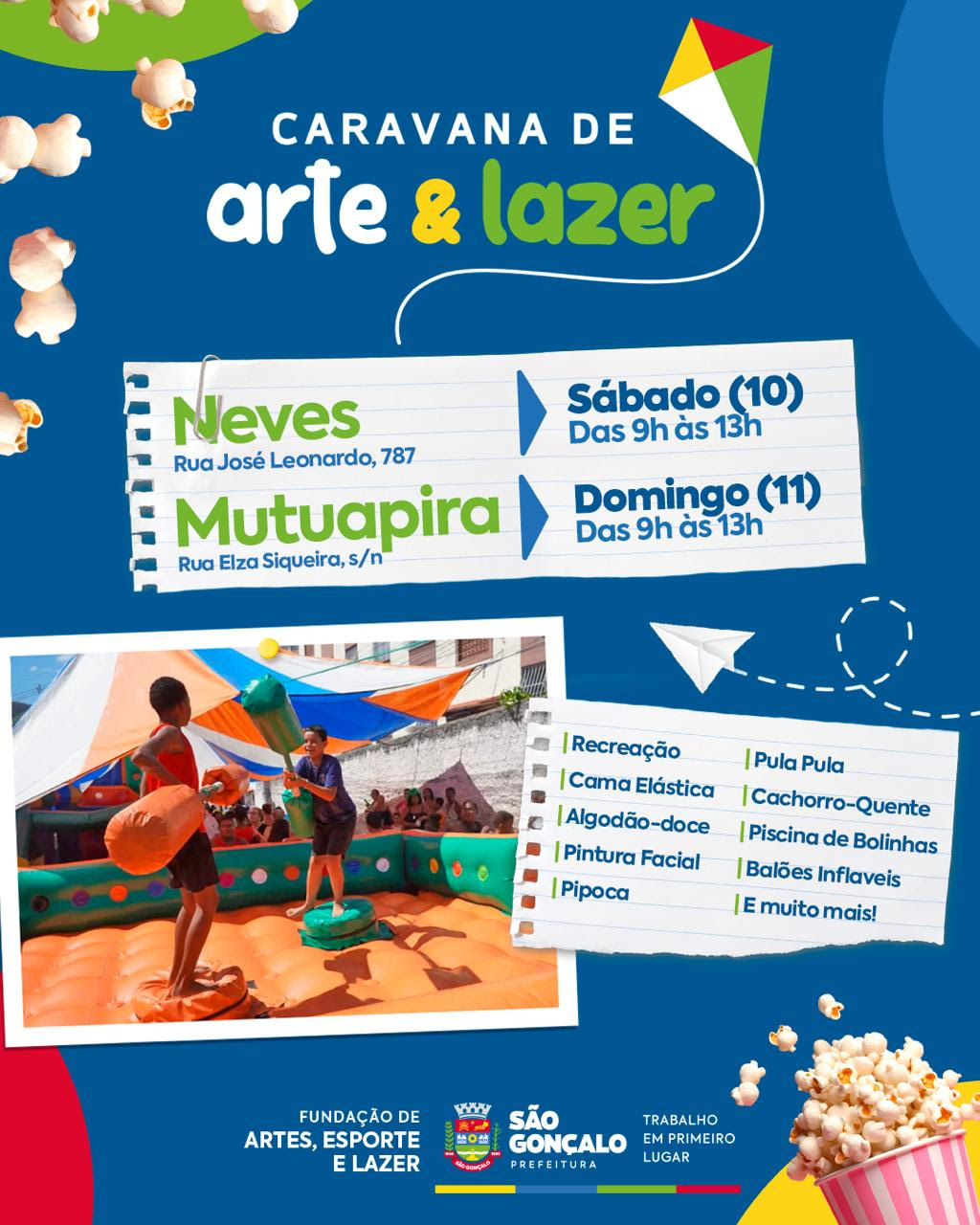 Caravana de Arte e Lazer desembarca em Neves e no Mutuapira
