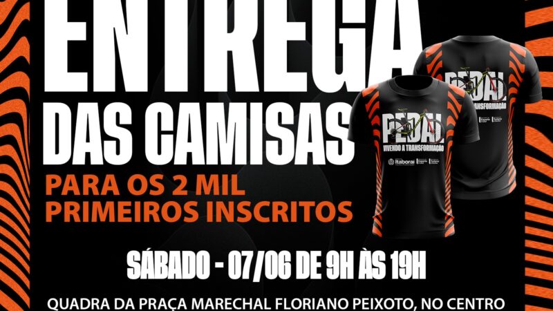 Camisas do Pedal Vivendo a Transformação serão entregues neste sábado no Centro de Itaboraí