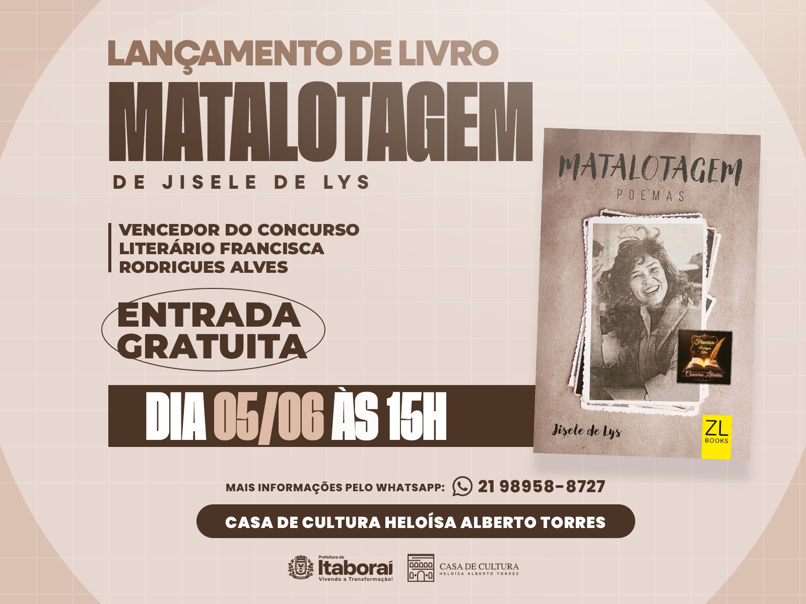 Itaboraí celebra legado literário com lançamento do livro inédito “Matalotagem”, de Jisele de Lys, na Casa de Cultura