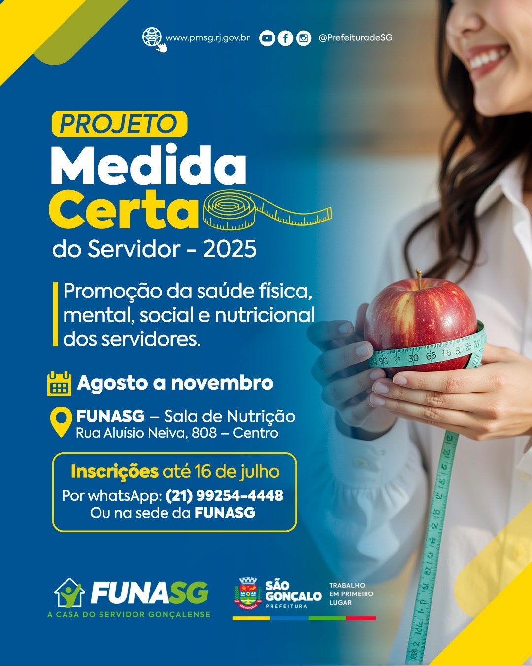 Funasg está com inscrições abertas para projeto sobre saúde nutricional