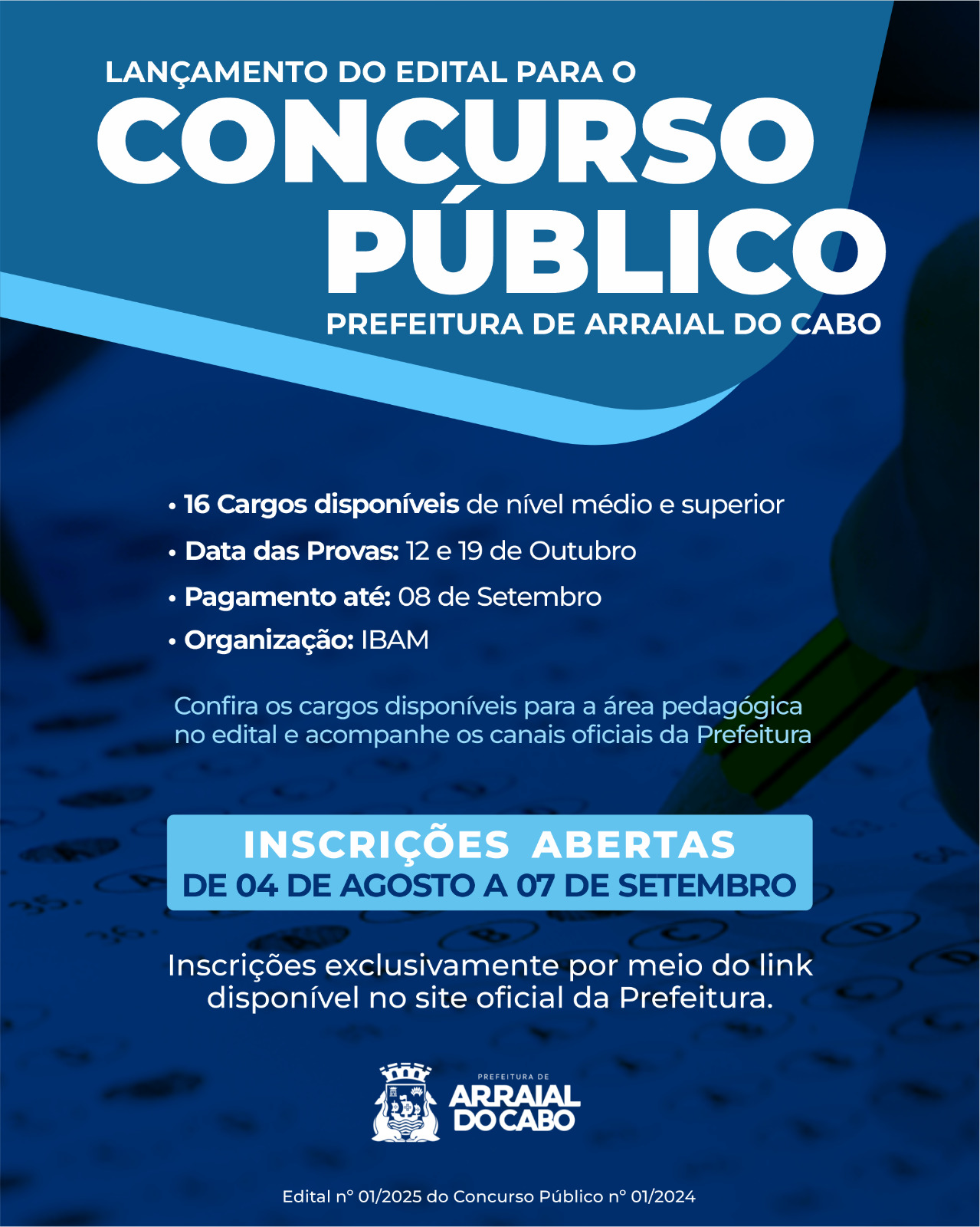 Concurso Público em Arraial do Cabo: Prefeitura lança edital com vagas na área pedagógica, nesta quarta-feira (30)