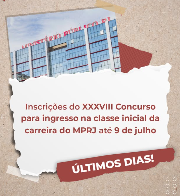 Inscrições do XXXVIII Concurso para ingresso na classe inicial da carreira encerram quarta-feira (09/07)