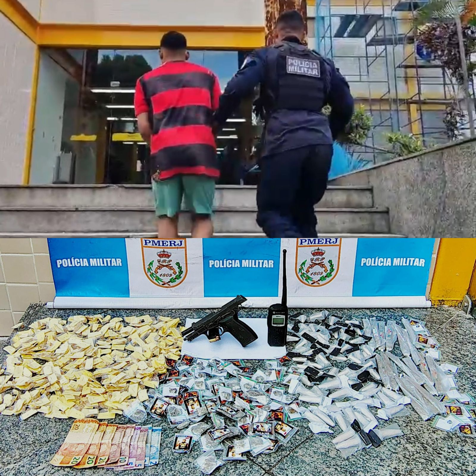 12º BPM apreende arma de uso restrito e grande quantidade de drogas em comunidade do Cubango em Niterói