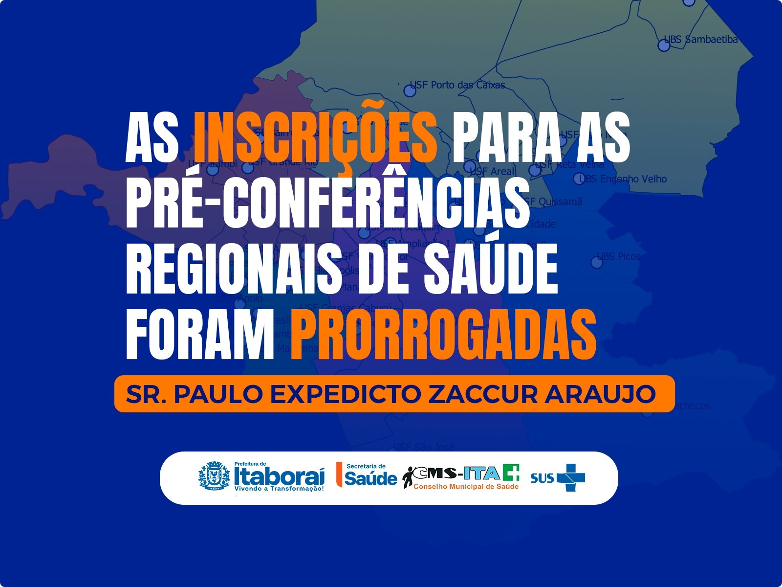 Inscrições prorrogadas para delegados nas Pré-Conferências Regionais de Saúde de Itaboraí