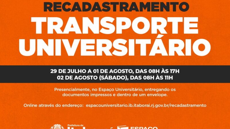 Prefeitura de Itaboraí inicia recadastramento para o Transporte Universitário