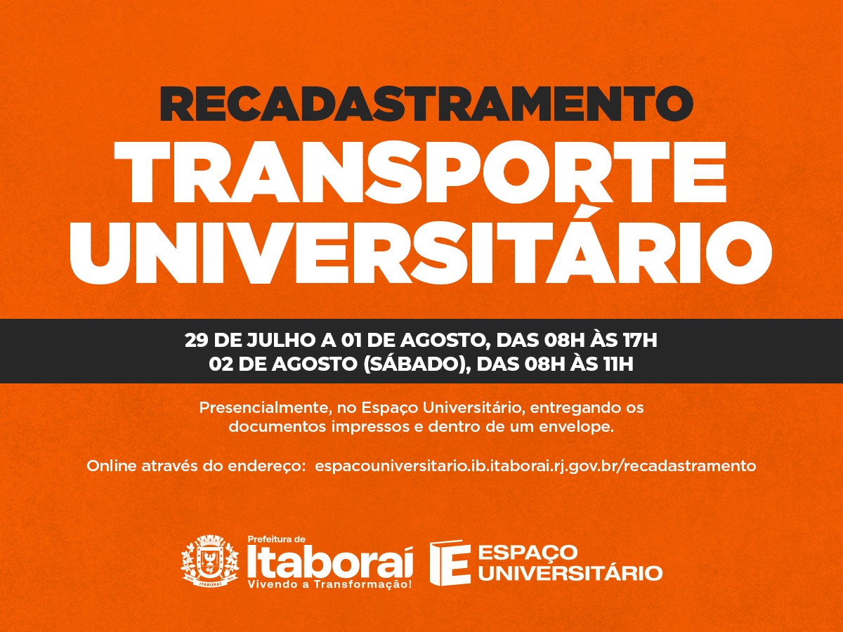 Prefeitura de Itaboraí inicia recadastramento para o Transporte Universitário