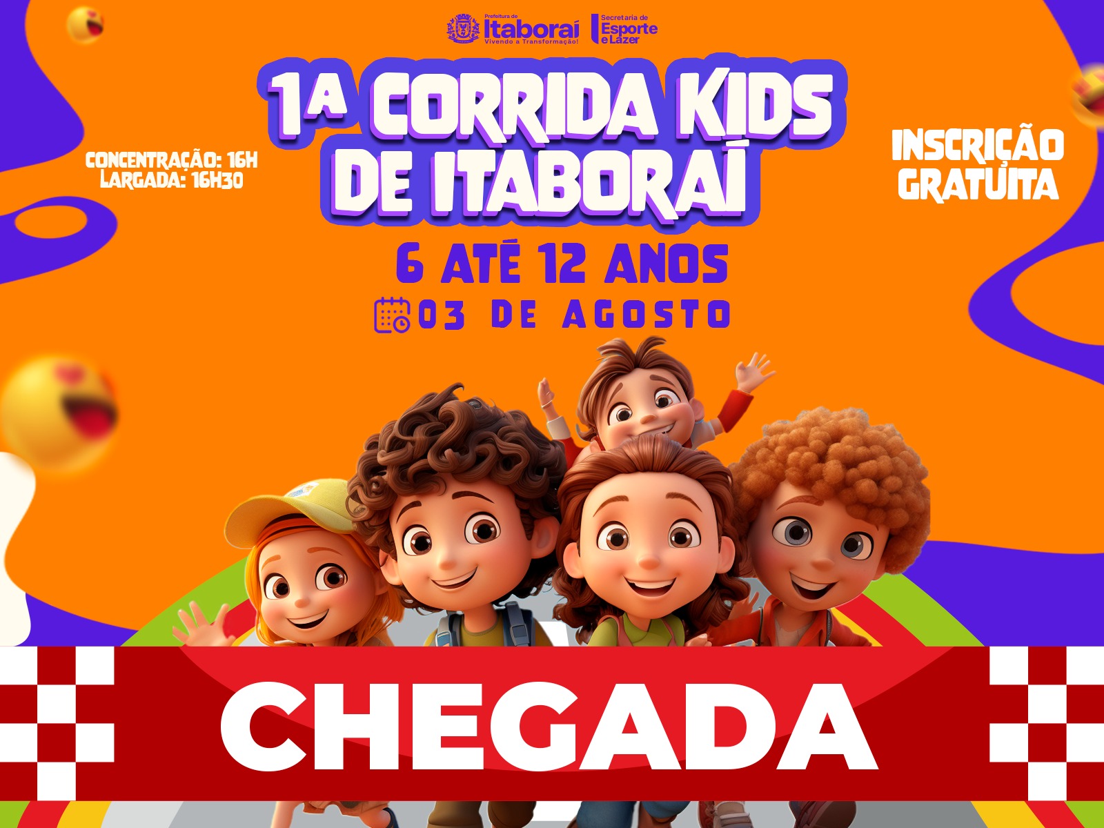 Prefeitura promove a 1ª Corrida Kids de Itaboraí no dia 3 de agosto