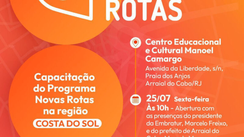 Arraial do Cabo recebe ‘Programa Novas Rotas’ da Embratur com objetivo de fortalecer a cadeia produtiva do turismo