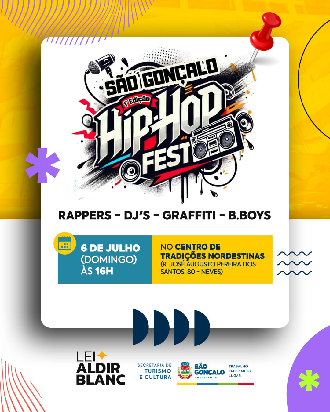 São Gonçalo recebe festival de hip hop no Centro de Tradições Nordestinas neste domingo