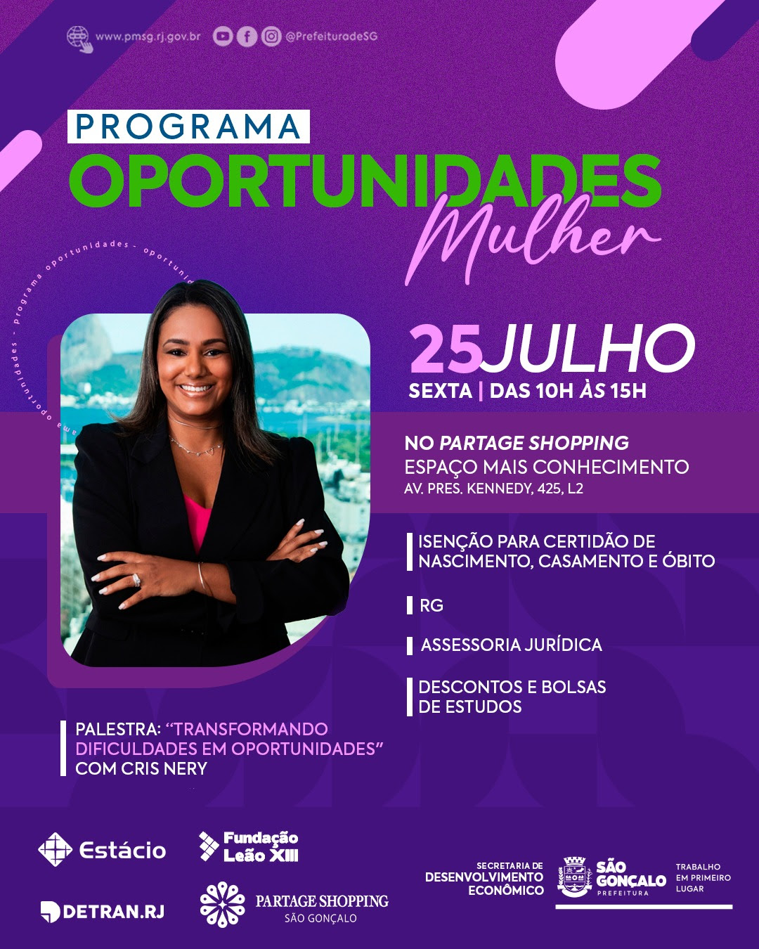 São Gonçalo realizará Oportunidades voltado ao público feminino nesta sexta-feira (25)