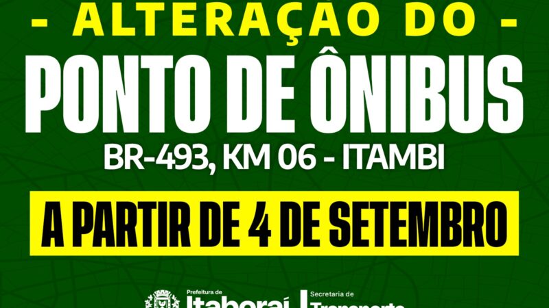 Mudança no ponto de ônibus em Itambi a partir desta quinta-feira (04/09)