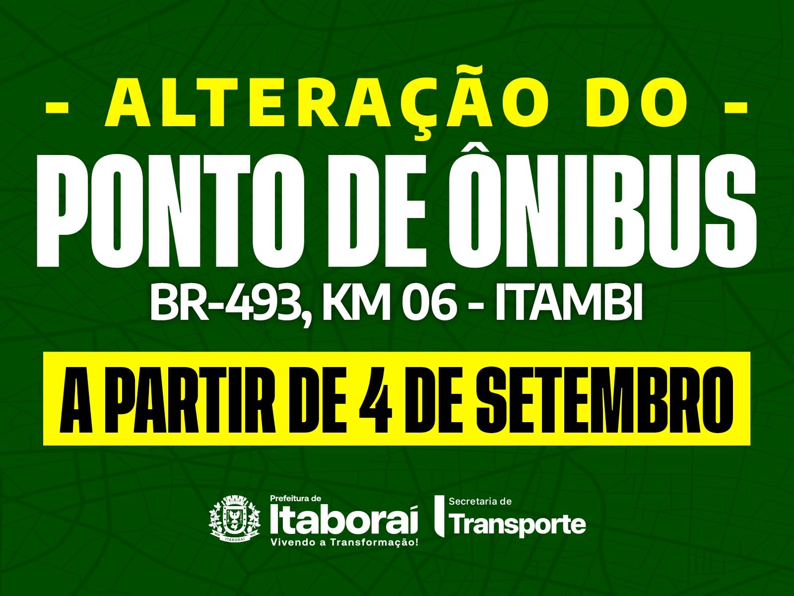 Mudança no ponto de ônibus em Itambi a partir desta quinta-feira (04/09)