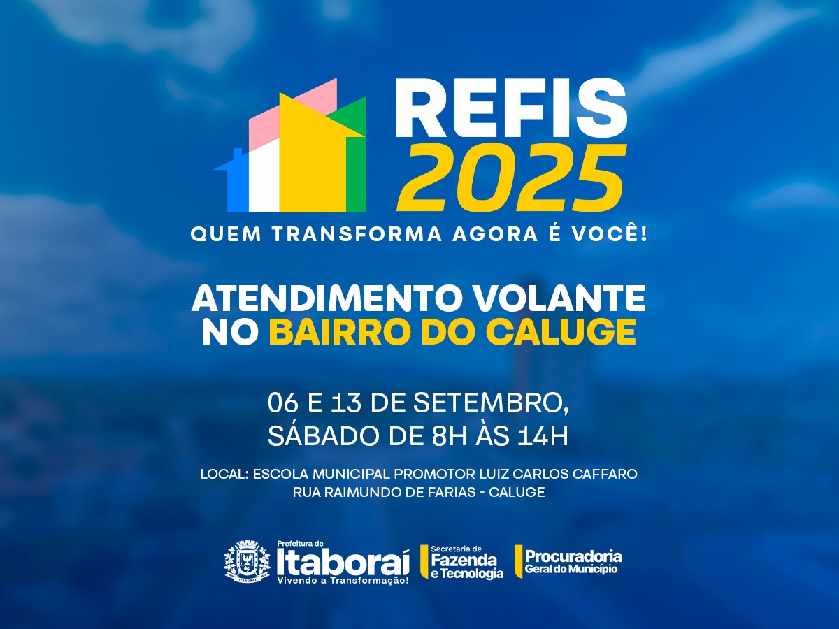 Refis 2025: Atendimento volante chega ao bairro Caluge nos dias 6 e 13 de setembro