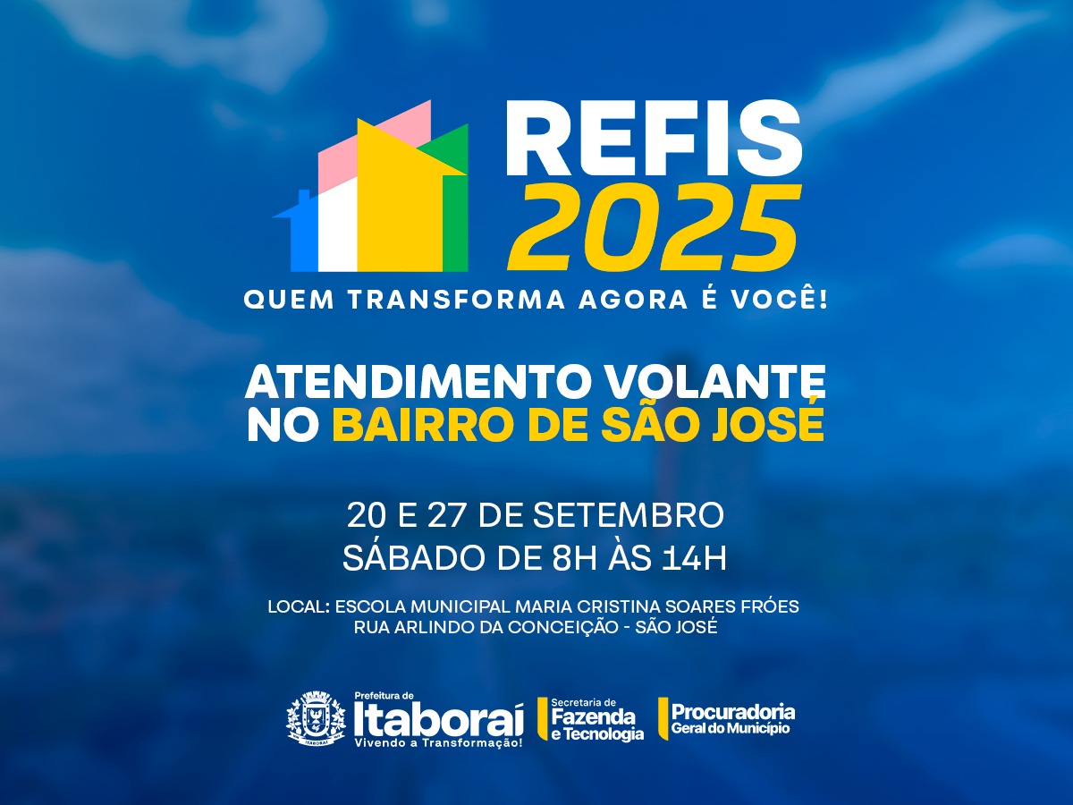 Refis 2025: Atendimento volante chega ao bairro São José nos dias 20 e 27 de setembro