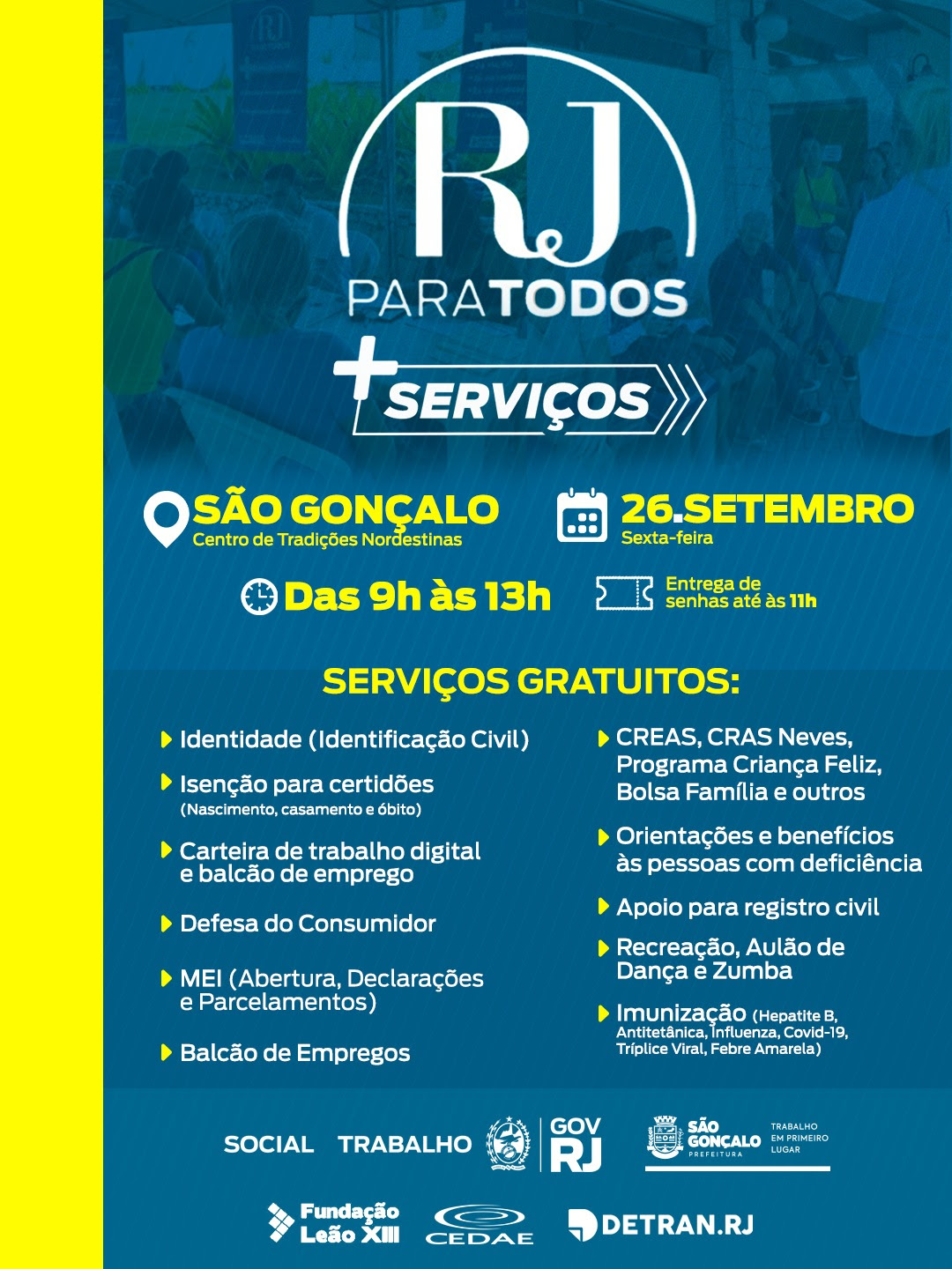São Gonçalo recebe Programa RJ Para Todos nesta sexta-feira (26)