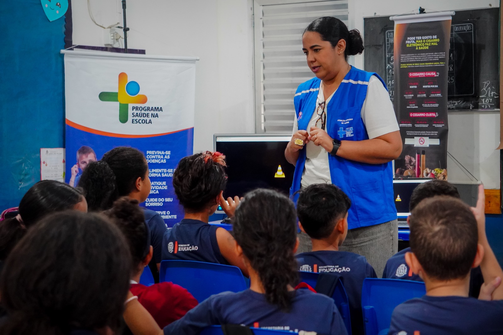 Alunos da Escola Ayres José da Silva participam de ação de prevenção ao tabagismo