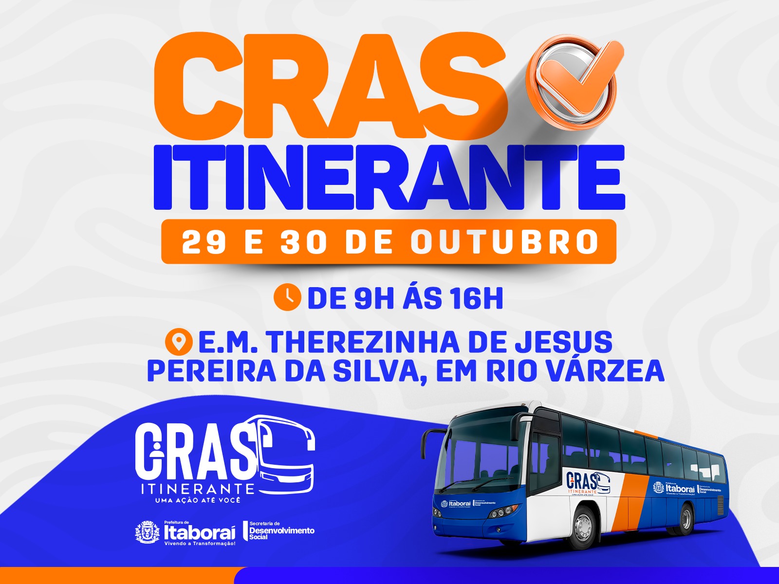 CRAS Itinerante leva serviços de cidadania e assistência social ao bairro Rio Várzea