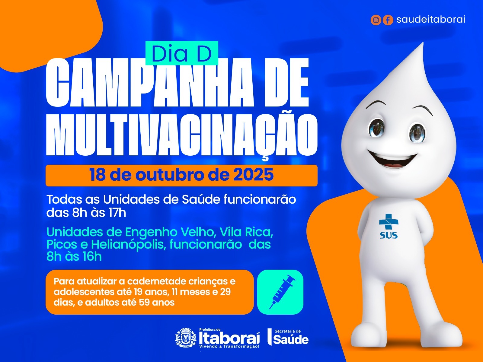 Dia D de Multivacinação reforça importância da imunização neste sábado (18/10) em Itaboraí
