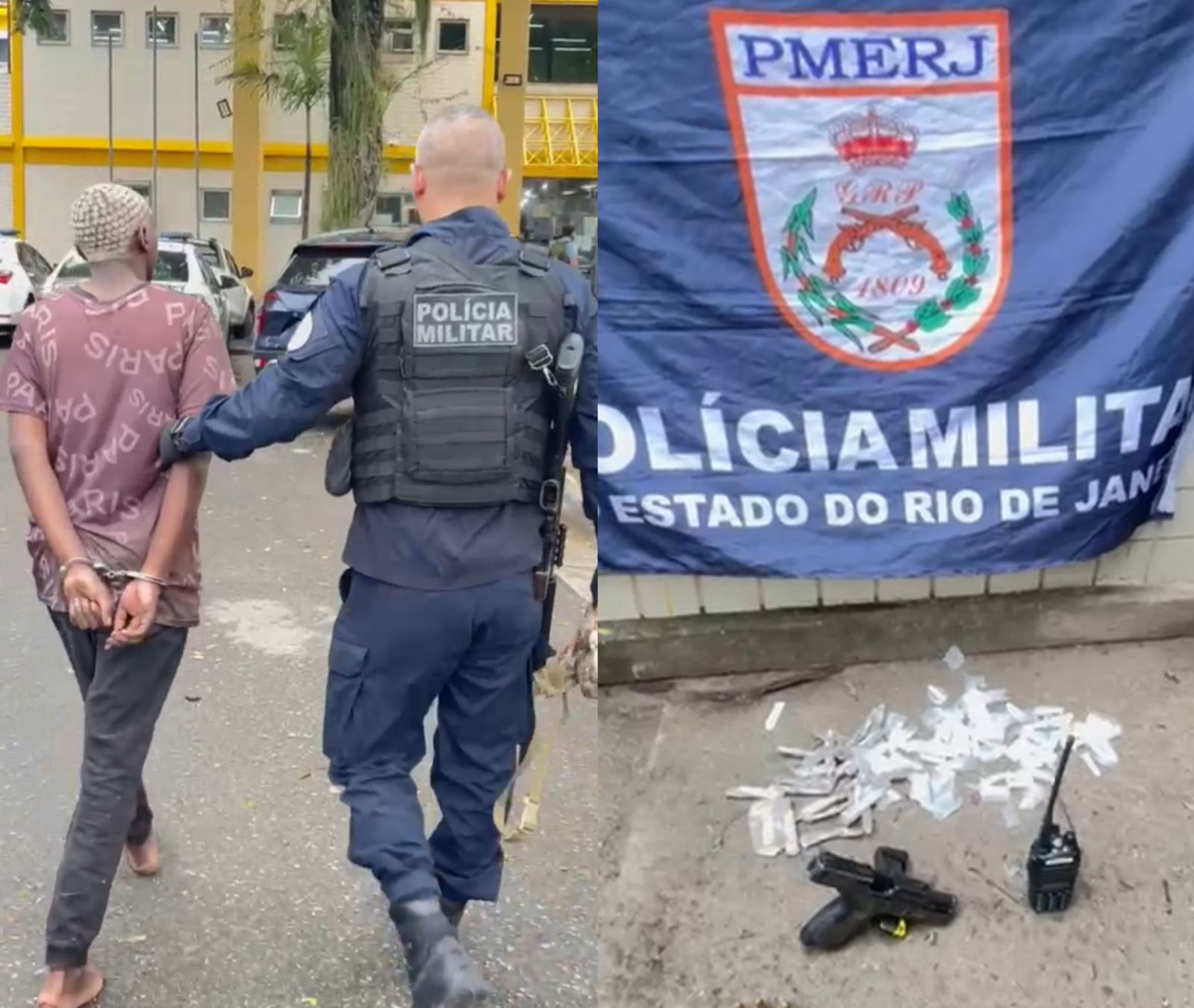 GAT do 7º BPM apreende drogas, arma e rádio comunicador na Nova Grécia em Tribobó, São Gonçalo