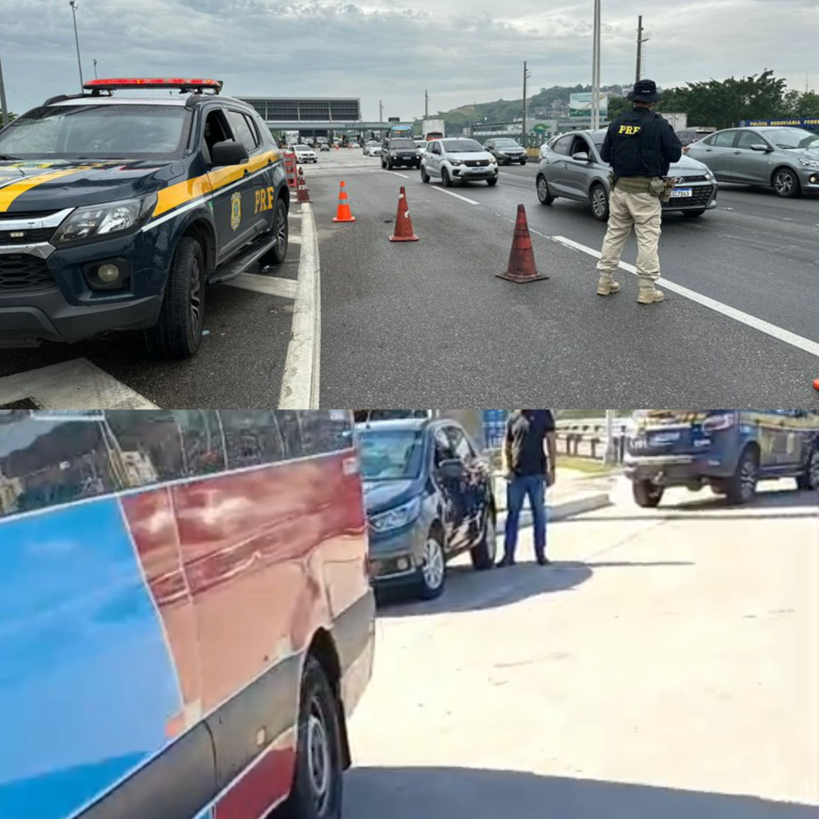 PRF flagra van transportando mais de dez passageiros em pé na Ponte Rio-Niterói