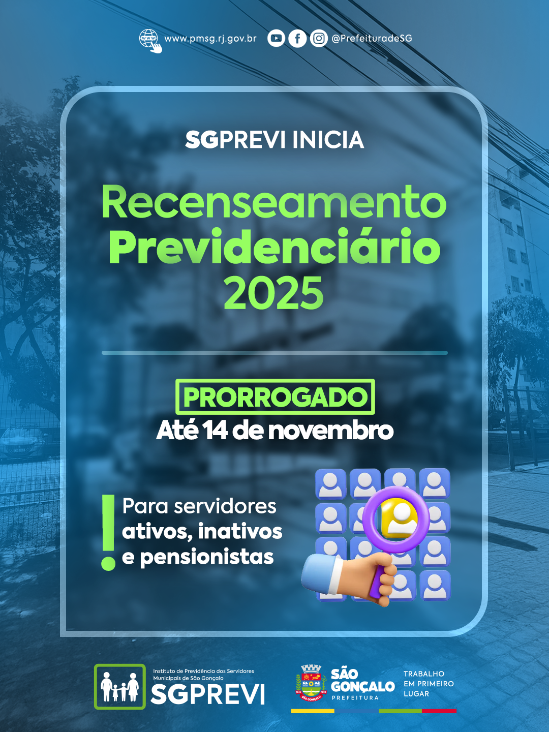 Prazo para recenseamento previdenciário dos servidores de São Gonçalo é prorrogado