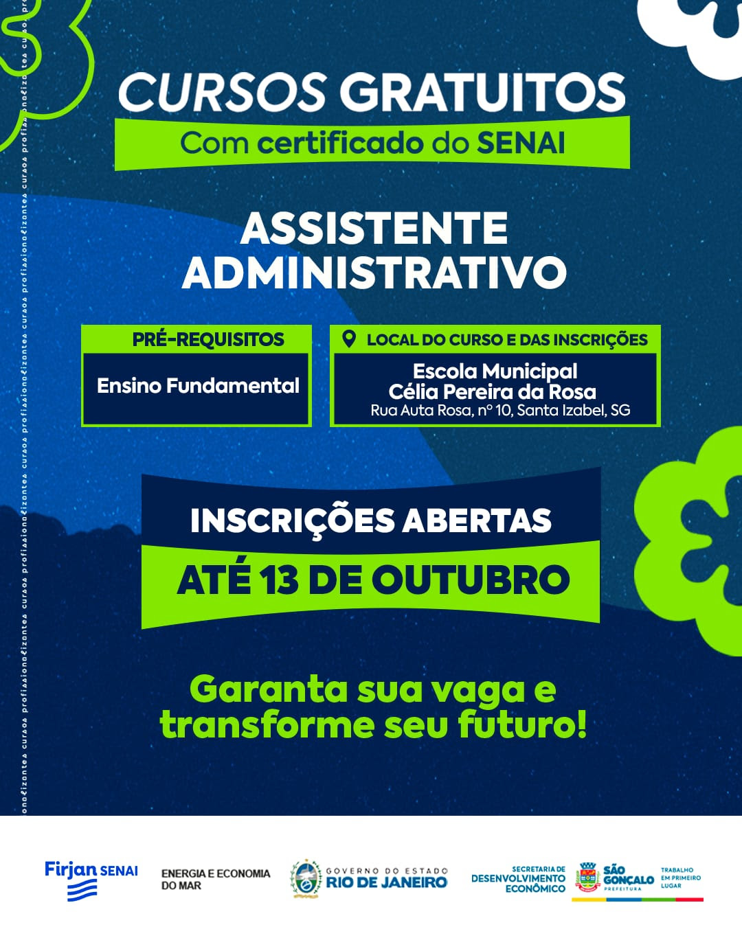 Prefeitura e Firjan oferecem curso profissionalizante gratuito de assistente administrativo