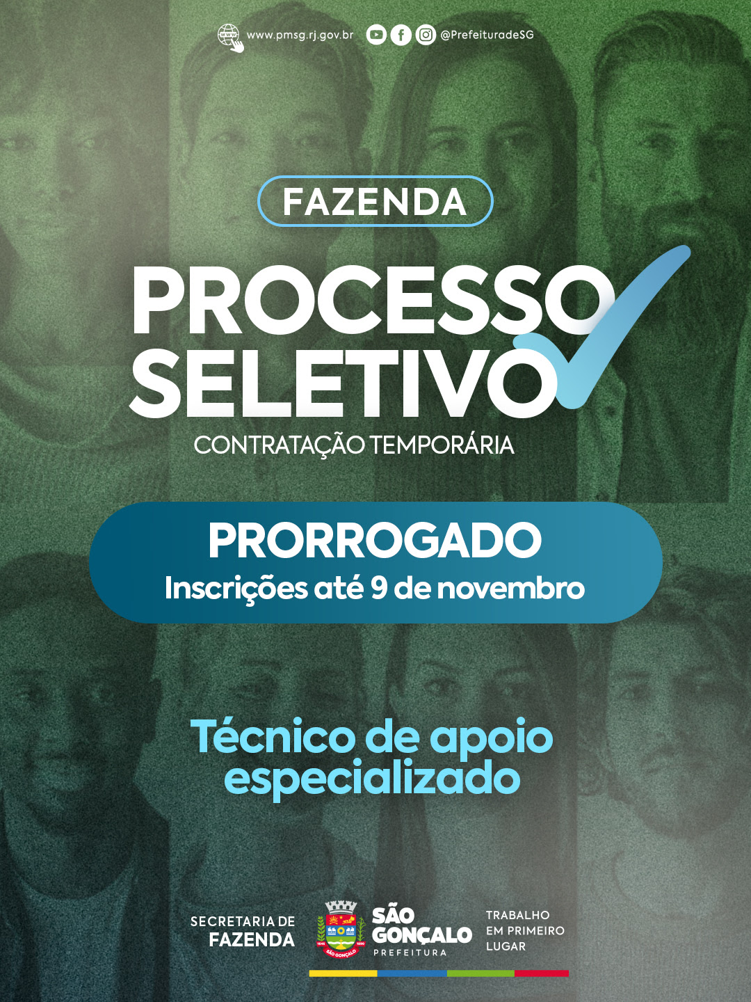 São Gonçalo prorroga para 9 de novembro prazo de inscrições em processo seletivo