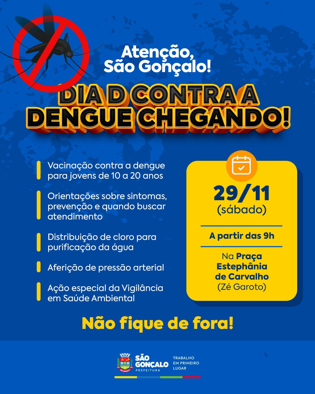 São Gonçalo promove Dia D de Combate à Dengue no próximo sábado