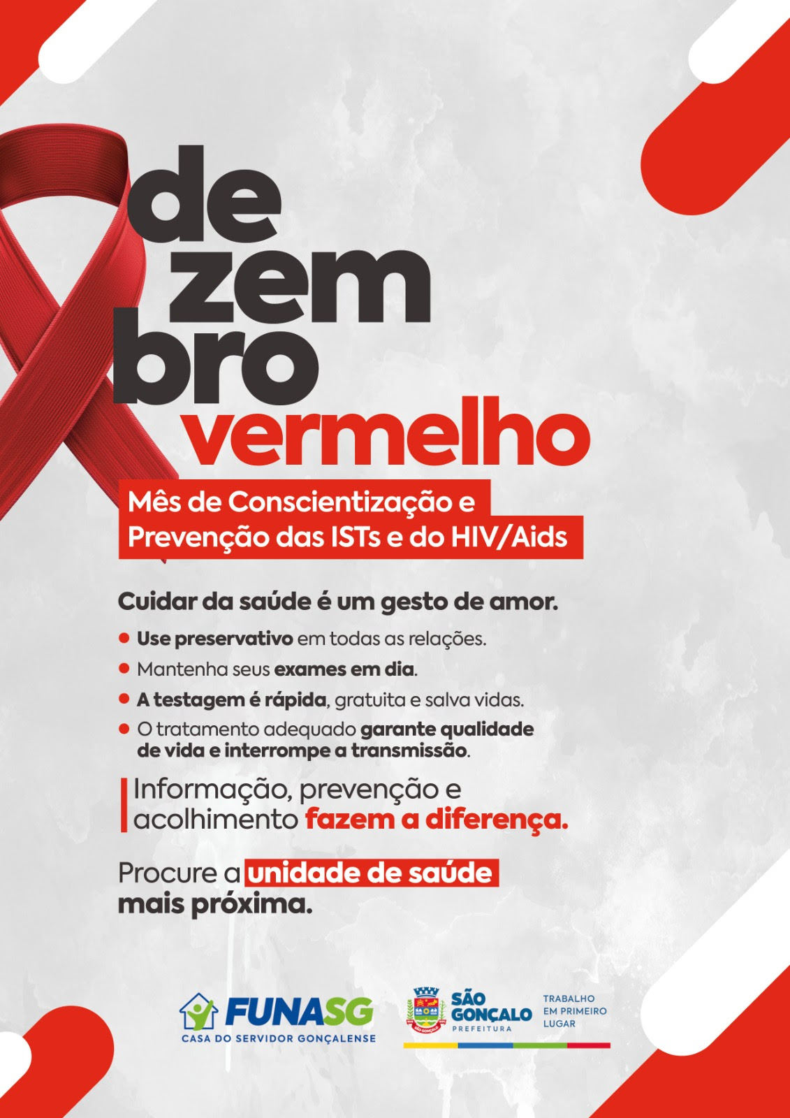 São Gonçalo inicia ações da campanha Dezembro Vermelho nesta segunda-feira (1º)