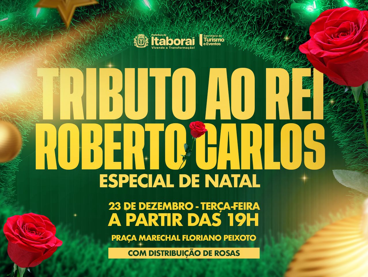 Emoção na Praça: Itaboraí recebe Tributo ao Rei Roberto Carlos em Especial de Natal nesta terça-feira