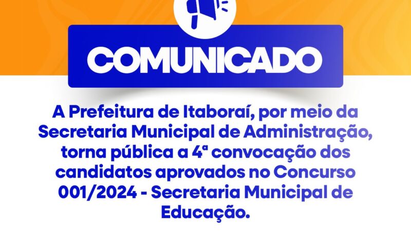 Prefeitura de Itaboraí anuncia 4ª convocação com 523 novos profissionais da Educação