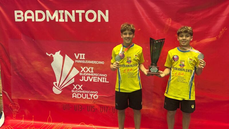 Gêmeos do Caramujo se tornam campeões sul-americanos sub-13 de badminton na Colômbia