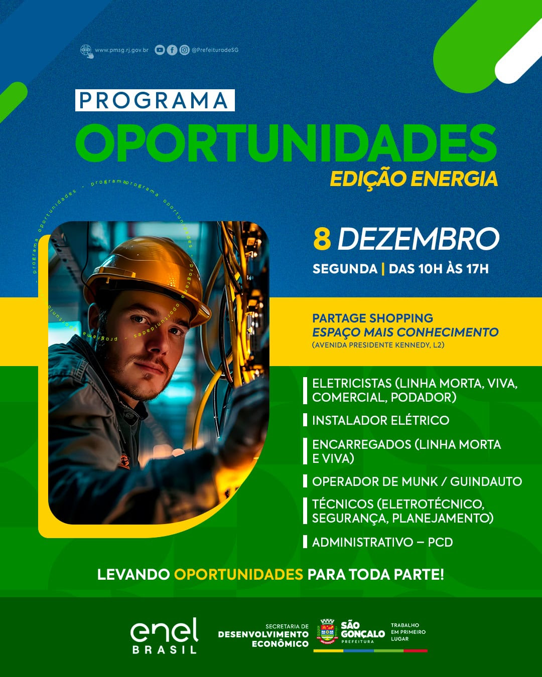 São Gonçalo oferecerá mais de 120 vagas de emprego ligadas ao setor de energia na próxima segunda-feira (8)