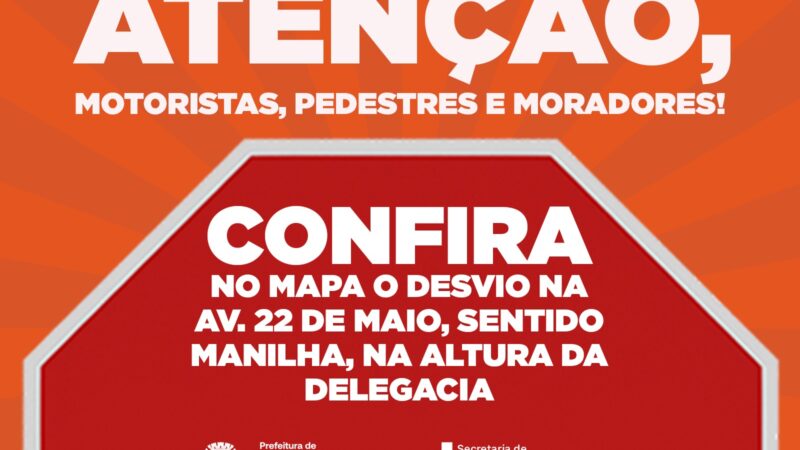 Avenida 22 de Maio terá interdição parcial no Centro para avanço das obras de revitalização