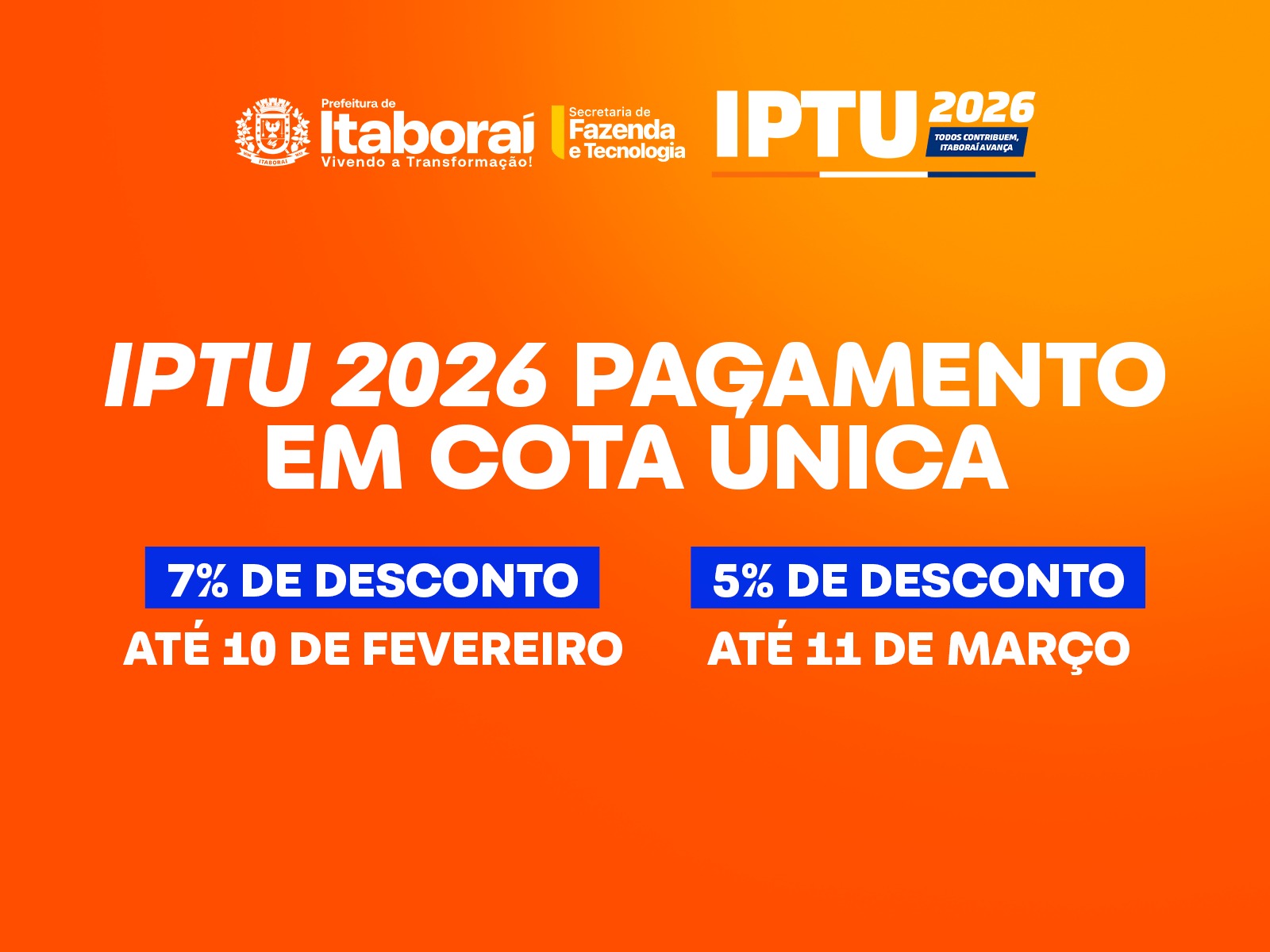 IPTU 2026: Prefeitura de Itaboraí disponibiliza emissão de carnês de forma on-line