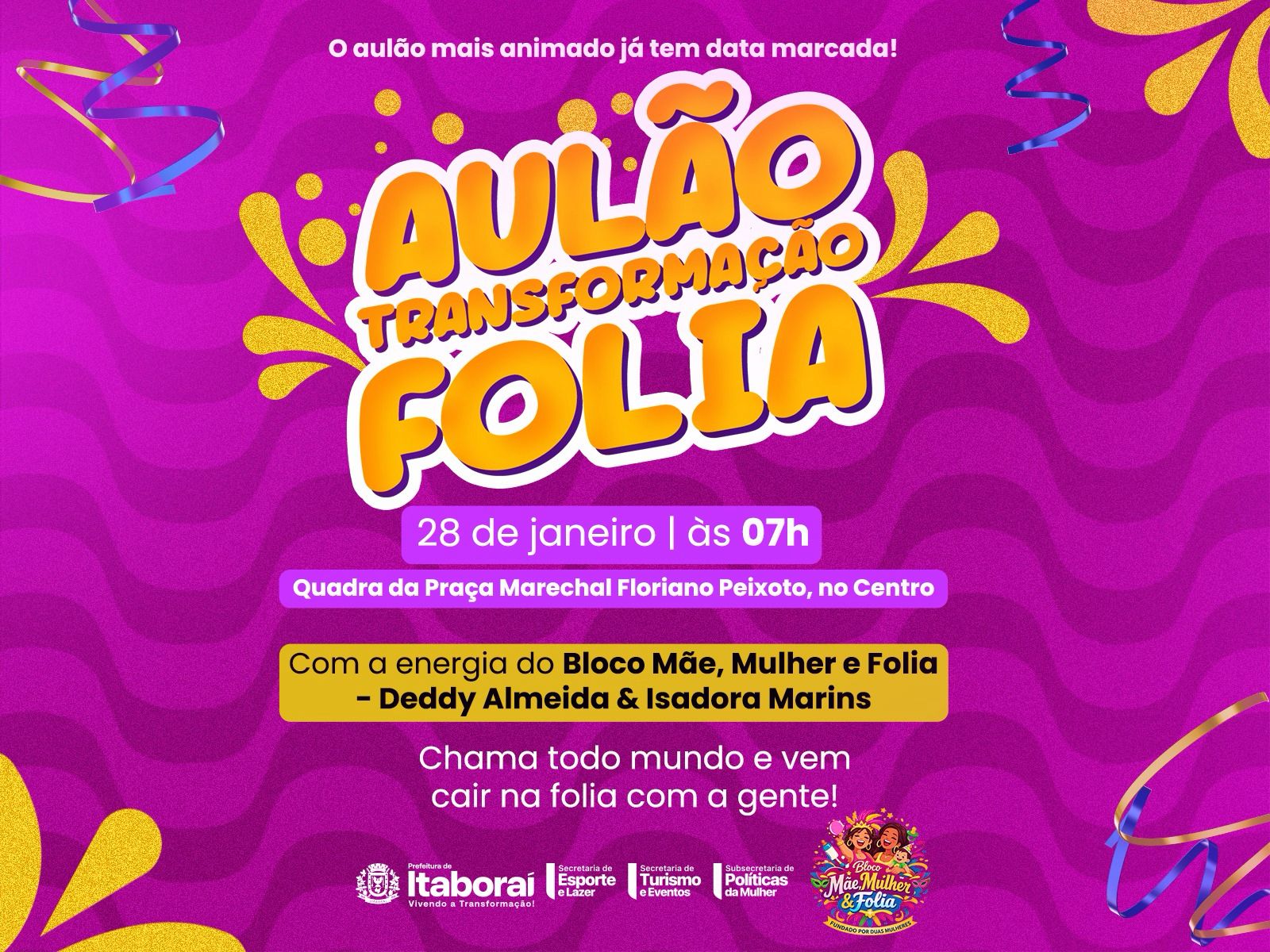 Projeto Transformar promove Aulão Especial de Carnaval nesta quarta-feira (28/11) em Itaboraí