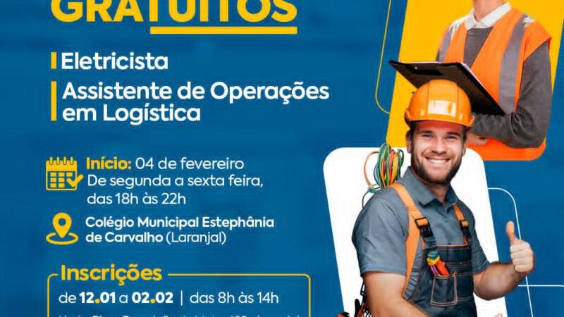 São Gonçalo abre vagas para cursos gratuitos de Assistente de Operações em Logística e Eletricista de Obras