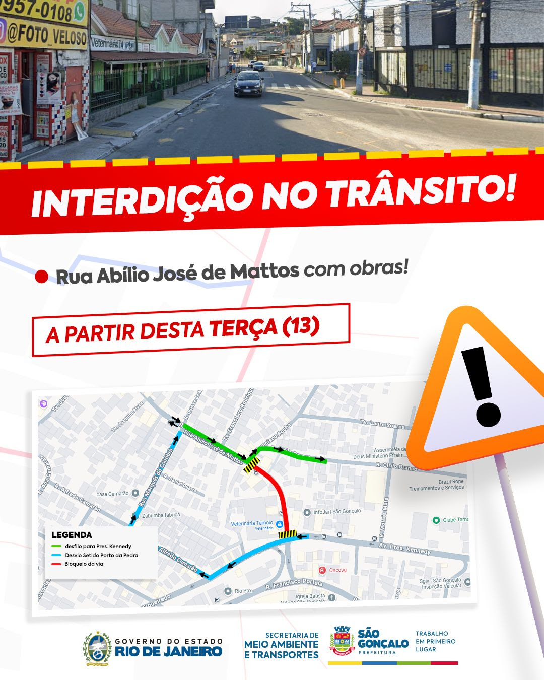 Prefeitura de São Gonçalo  realiza alteração temporária no trânsito do Camarão para obras do MUVI