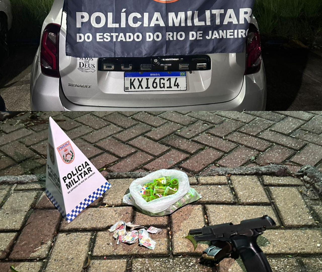 Policiais Militares do 1º BPM prende homem com pistola 9mm e drogas no Complexo do Feijão, em São Gonçalo