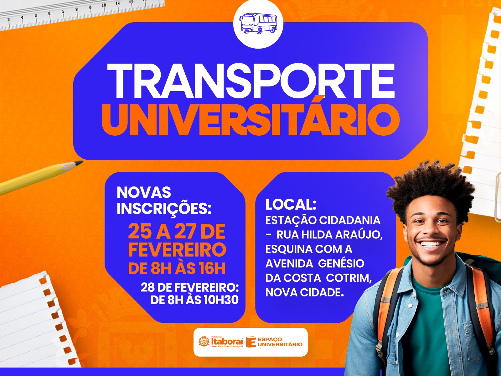 Itaboraí abre novas inscrições para Transporte Universitário