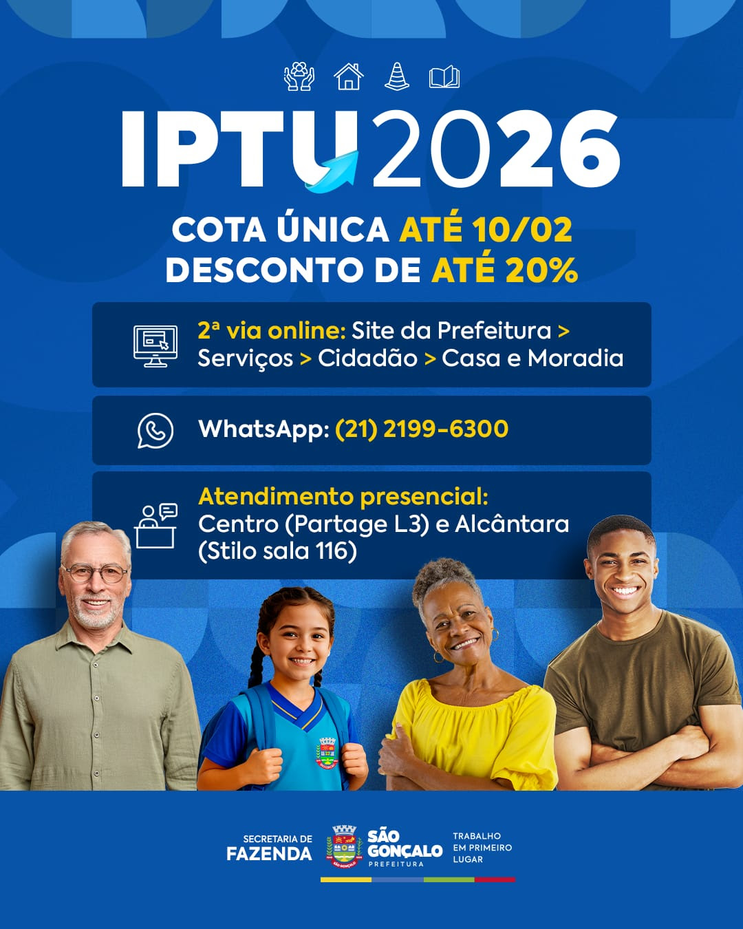 IPTU São Gonçalo: cota única com desconto de até 20% ou primeira parcela vence neste mês de fevereiro