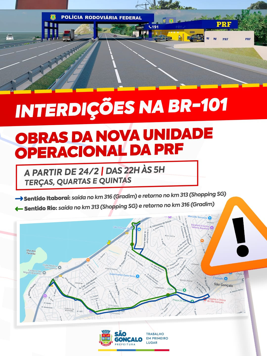 São Gonçalo terá esquema especial de trânsito com interdição da Niterói-Manilha 