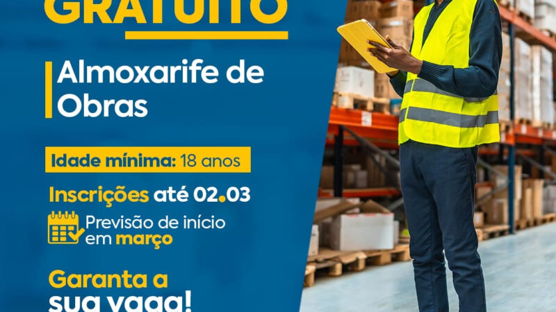 Prefeitura de São Gonçalo está com vagas abertas para curso gratuito de almoxarife de obras