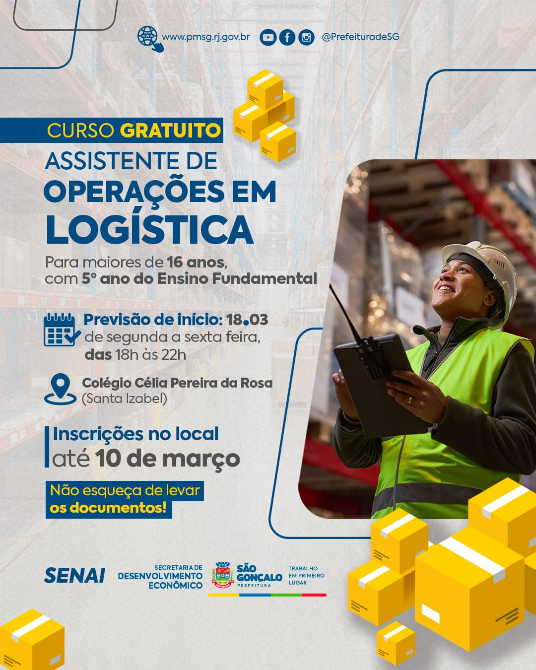 Prefeitura de São Gonçalo e Firjan/Senai oferecem mais um curso profissionalizante gratuito